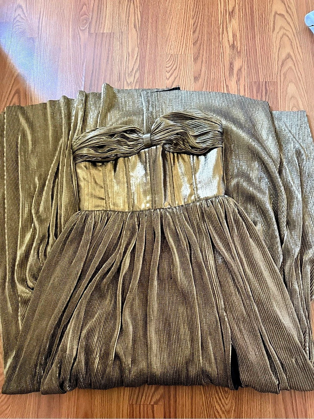 Bronx & Banco Gold Pleated Mini Dress Like New